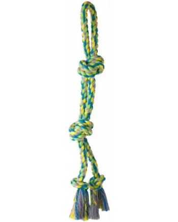 Farverigt Dobbelt Hundereb med 4 Knuder til Leg & Træning