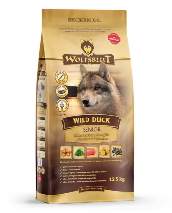 WolfsBlut Wild Duck Senior hundefoder til ældre hunde, 12,5 kg