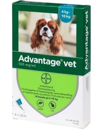 Advantage Vet loppemiddel til hunde 4-10 kg, 4 x 1 ml