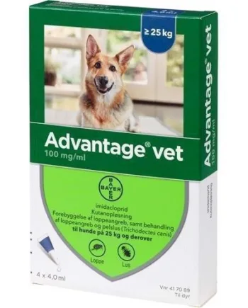 Advantage Vet loppemiddel til hunde over 25 kg, 4 x 4.0 ml