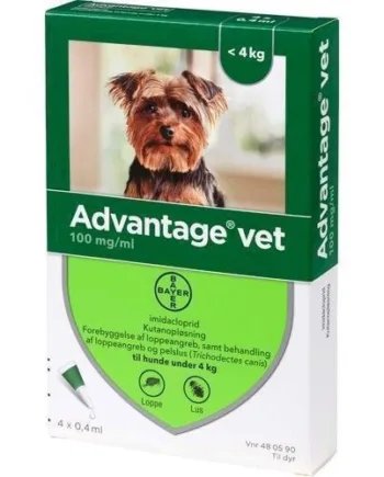 Advantage Vet loppemiddel til hunde 0-4 kg, 4 x 0.4 ml