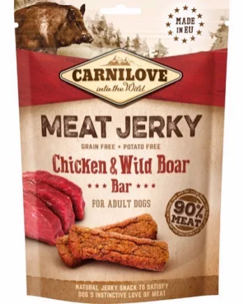 Carnilove Kylling & Vildsvin Jerky Bar – Hundegodbidder 100g