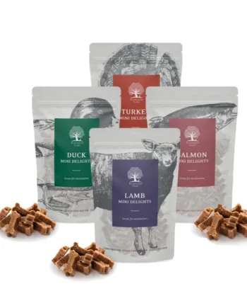 Mini Delights Kasse – 4 Uundgåelige Hundesnacks til Hunde