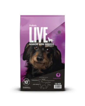 7,5 kg.  ProBiotic LIVE  Senior MINI breeds - seniorfoder med kalkun til små hunderacer