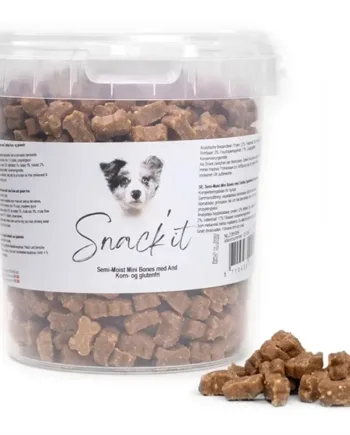 SnackIt Mini Andeknogler – 500g Træningsgodbidder til Hunde