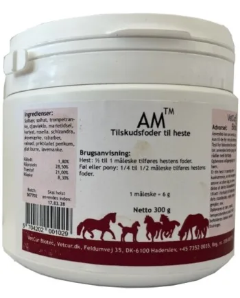 Vetcur AM pulver til heste - 300g tilskud fra Vetcur BioTec