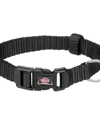 Nylon Halsbånd, Sort, 22-35 cm, 10 mm