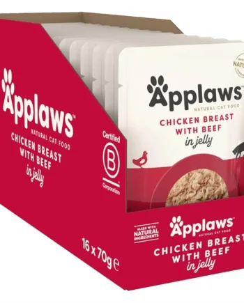 Applaws Cat Pouch Chicken Breast With Beef Jelly, 16 pouches