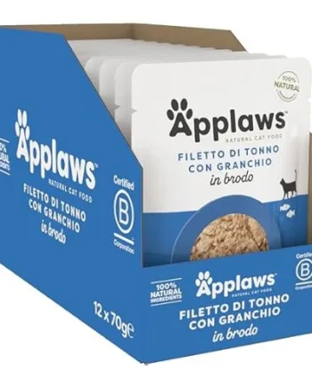 Applaws Cat Pouch Tuna Fillet With Crab, 12 pouches