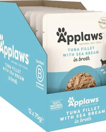 Applaws Cat Pouch Tuna Fillet With Sea Bream, 12 pouches